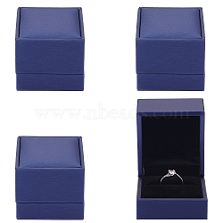 PU Leather Pendant Box, with Foam Mat, Rectangle, Prussian Blue, 6x6.5x5.5cm(LBOX-WH0003-001)