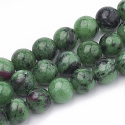 Natural Ruby in Zoisite Beads Strands, Round, 9~10mm, Hole: 1mm, about 40~43pcs/strand, 14.7 inch~15.7 inch(G-T064-58)
