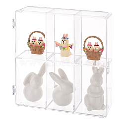 2-Tier Transparent Acrylic Desktop Minifigure Display Case,  6 Compartments Clear Showcase Organizer, for Collections, Models, Mini Toys, Stones Storage, Clear, 200x185x56mm(ODIS-WH0034-13)