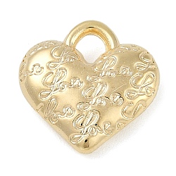 CCB Plastic Pendants, Heart with Word, Golden, 16x16x5mm, Hole: 4mm(CCB-G020-07G)