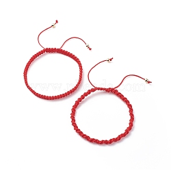 2Pcs 2 Style Nylon Braided Cord Bracelets, Lucky Jewelry for Women Men, Red, Inner Diameter: 1-7/8~3-3/8 inch(4.7~8.7cm), 1Pc/style(BJEW-JB08806)