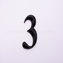 Plastic & PVC Number Sign Labels, Black, Num.3, 3: 71x45.5x8mm(KY-WH0023-B03-03)