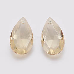 K9 Glass Rhinestone Pendants, Imitation Austrian Crystal, Faceted, teardrop, Golden Shadow, 27.5~28x16~16.5x8~8.5mm, Hole: 1.6mm(GLAA-K034-K04)