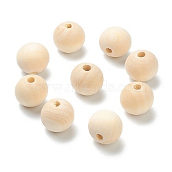 Natural Unfinished Wood Beads, Round Wooden Loose Beads, Wheat, 24x22.5mm, Hole: 6mm, about 120pcs/500g(WOOD-XCP0001-19A)