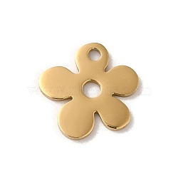 201 Stainless Steel Charms, Laser Cut, Flower Charm, Golden, 13x12.5x1mm, Hole: 1.5mm(STAS-E211-13G)
