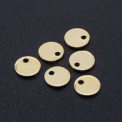 201 Stainless Steel Laser Cut Charms, Blank Stamping Tag, Flat Round, Golden, 6x1mm, Hole: 1.2mm(STAS-S105-T946-6)