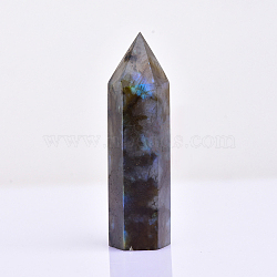 Natural Labradorite Pointed Prism Bar Home Display Decoration, Healing Stone Wands, for Reiki Chakra Meditation Therapy Decos, Faceted Bullet, 40~50mm(G-PW0007-101A)