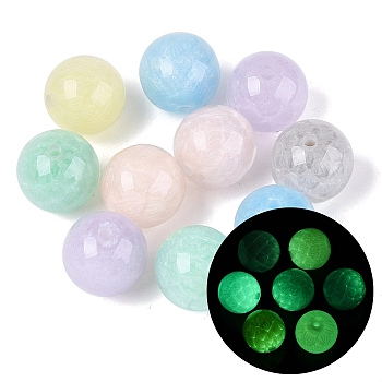 Luminous & UV Reactive Resin Beads, Color Changing Beads, Round & Lotus, Mixed Color, 15.5~16mm, Hole: 2mm