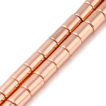 Electroplated Synthetic Non-magnetic Hematite Beads Strands, Column, Rose Gold Plated, 8x6mm, Hole: 1.2mm, about 52pcs/strand, 16.14''(41cm)