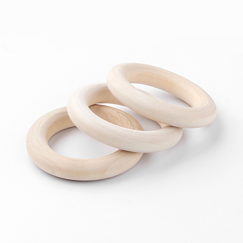 Unfinished Wood Linking Rings, Natural Macrame Wooden Rings, Ring, PapayaWhip, 55~56x10mm, Inner Diameter: 35mm