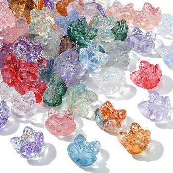 100Pcs Handmade Lampwork Beads, Bell with Bowknot, Mixed Color, 15.5x16.5x11.5mm, Hole: 1.2mm