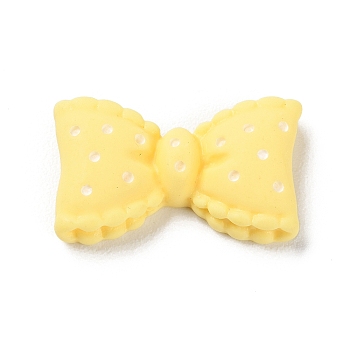 Cartoon Opaque Resin Polka Dot Bowknot Cabochons, for Jewelry Making, Light Yellow, 15x25x6mm