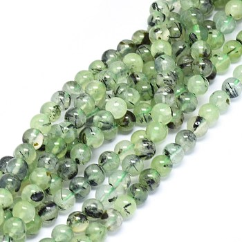 Natural Prehnite Beads Strands, Round, 8mm, Hole: 0.7mm, about 52pcs/strand, 15.4 inch~15.9 inch(39.2~40.5cm)