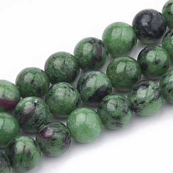 Natural Ruby in Zoisite Beads Strands, Round, 9~10mm, Hole: 1mm, about 40~43pcs/strand, 14.7 inch~15.7 inch