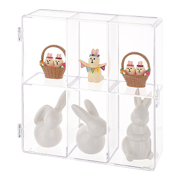 2-Tier Transparent Acrylic Desktop Minifigure Display Case,  6 Compartments Clear Showcase Organizer, for Collections, Models, Mini Toys, Stones Storage, Clear, 200x185x56mm