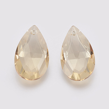 K9 Glass Rhinestone Pendants, Imitation Austrian Crystal, Faceted, teardrop, Golden Shadow, 27.5~28x16~16.5x8~8.5mm, Hole: 1.6mm