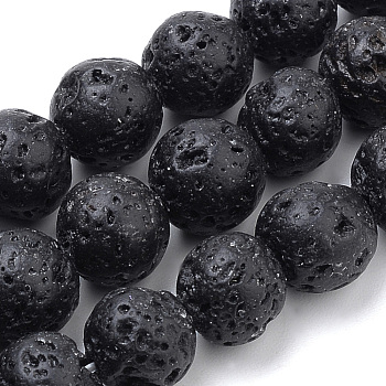 Natural Lava Rock Beads Strands, Dyed, Round, 6mm, Hole: 1mm, about 70pcs/strand, 15.7 inch