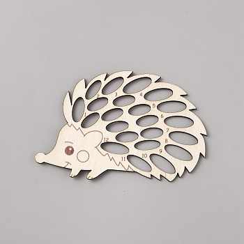 Wooden Thread Winding Boards, Floss Bobbin, Thread Organizer Card for Cross-Stitch, Hedgehog, 73.5x108x2mm