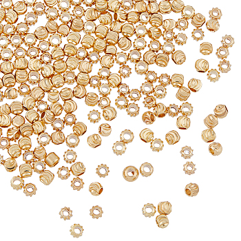 Brass Beads, Nickel Free, Round, Real 18K Gold Plated, Real 18K Gold Plated, 3x2.5mm, Hole: 1~1.2mm, 300pcs/box