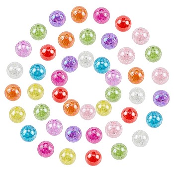 Bubblegum AB Color Transparent Crackle Acrylic Beads, Round, Mixed Color, 67x42mm, 150pcs/box