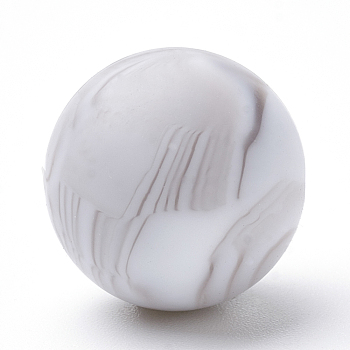 Food Grade Eco-Friendly Silicone Beads, Round, WhiteSmoke, 12mm, Hole: 2mm