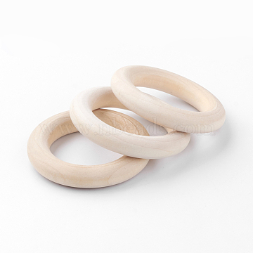 Unfinished Wood Linking Rings, Natural Wooden Ring, Ring, PapayaWhip, 55~56x10mm, Inner Diameter: 35mm(X-WOOD-Q024-14)