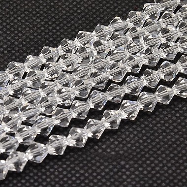 6mm Clear Bicone Glass Beads