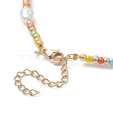 Acrylic Imitation Pearl & Glass Seed Beaded Necklace for Women(NJEW-JN04277)-4