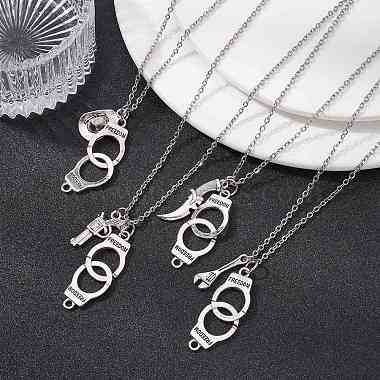 Handcuff with Word Freedom Alloy Pendant Necklace(NJEW-JN04470)-2