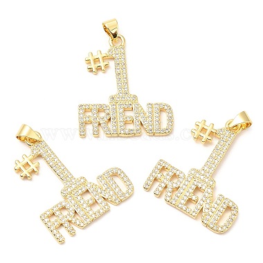 Real 18K Gold Plated Clear Letter Brass+Cubic Zirconia Pendants
