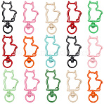 30Pcs Spray Painted Eco-Friendly Alloy Swivel Snap Hooks Clasps, Cadmium Free & Nickel Free & Lead Free, Cat Shape, Mixed Color, 40x20x7mm, Hole: 5x9mm(FIND-SC0016-41)