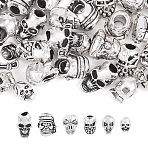 28Pcs 7 Styles Tibetan Style Alloy Beads, Cadmium Free & Lead Free, Skull, Antique Silver, 11~18.5x8~15x6~14mm, Hole: 1.2~5.5mm, 4pcs/style(TIBEB-TA0001-30)