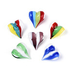 Handmade Lampwork Beads, Heart, Mixed Color, 18.5~20.5x17~18.5x10.5~12mm, Hole: 1.6~1.8mm(LAMP-N036-23)