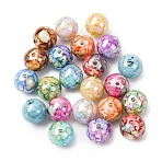 Printed Transparent Resin Beads, Round, Mixed Color, 12mm, Hole: 1.8mm(RESI-C070-14A)