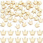 50Pcs Brass Beads, Long-Lasting Plated, Crown, Real 18K Gold Plated, 8x8x3mm, Hole: 1.5mm(KK-BBC0027-41A)