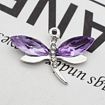 Alloy Rhinestones Charms, Dragonfly, Platinum, for Jewelry Making, Lilac, 29x22mm(FIND-SX0001-036)