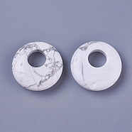 Natural Howlite Pendants, Flat Round, 28x8mm, Hole: 10mm(G-O174-01)
