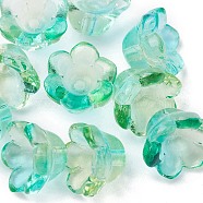 Transparent Glass Beads, Flower, Pale Turquoise, 11~12x7.5~8mm, Hole: 1.4mm(LAMP-FS0001-09A)