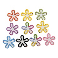 Acrylic Pendants, Flower, Mixed Color, 38.5x40x2mm, Hole: 1.8mm(OACR-E023-03)