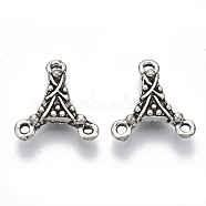 Tibetan Style Alloy Chandelier Component Links, 3 Loop Connectors, Cadmium Free & Lead Free, Triangle, Antique Silver, 14x13x3mm, Hole: 1.2mm, about 1600pcs/1000g(TIBE-N006-36AS-LF)