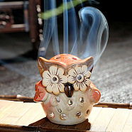 Ceramic Candle Holder Oil Burner, Essential Oil Incense Aroma Diffuser, Owl Shape, Sandy Brown, 7.4x7.5cm(ANIM-PW0003-075B-01)