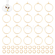 80Pcs 316 Surgical Stainless Steel Hoop Earring Findings, Wine Glass Charms Rings, with 120Pcs 304 Stainless Steel Jump Rings, Golden, 21 Gauge, 24x20x0.7mm(STAS-UN0043-02)