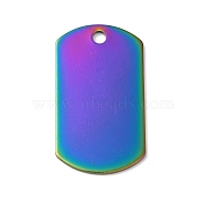 304 Stainless Steel Pendants, Rectangle, Stamping Blank Tag, Rainbow Color, 35x19.5x1mm, Hole: 3mm(STAS-F139-035M)