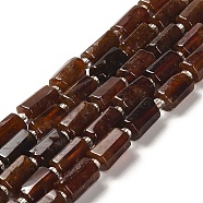 Natural Garnet Beads Strands, with Seed Beads, Column, Faceted, 8.5~11x5.5~6.5mm, Hole: 1mm, about 14~15pcs/strand, 7.48''(19cm)(G-N327-06-19)