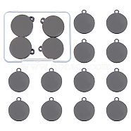 BENECREAT Brass Pendants, Stamping Blank Tag, Flat Round, Gunmetal, 26x22x0.8mm, Hole: 3mm, 30pcs/box(KK-BC0001-48B)