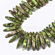 Synthetic Gold Line Imperial Jasper Beads Strands, Dyed, Graduated Strip, Green Yellow, 18~46x4~8x6~9mm, Hole: 1mm, about 55~64pcs/strand, 15.7 inch~16.5 inch(G-S355-13E)