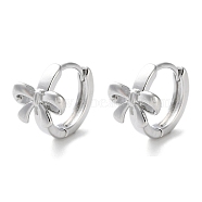 Brass Bowknot Hoop Earrings, Real Platinum Plated, 13.5x10.5x15.5mm(EJEW-C121-05P)