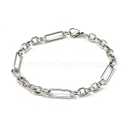 201 Stainless Steel Figaro Chain Bracelets, Stainless Steel Color, 8-7/8 inch(22.4cm)(STAS-Z056-09P)