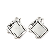 Tibetan Style Alloy Pendants, TV Charms, Nickel, Antique Silver, 15x13.5x1.5mm, Hole: 1.6mm(TIBE-Q098-01AS)