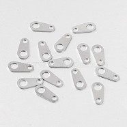 316 Surgical Stainless Steel Chain Tabs, Chain Extender Connectors, Stainless Steel Color, 8x4x1mm, Hole: 1mm & 2mm(STAS-M254-03)